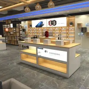 中岛展示台创意科技展示柜手机数码桌公司展厅展柜华为苹果体验台